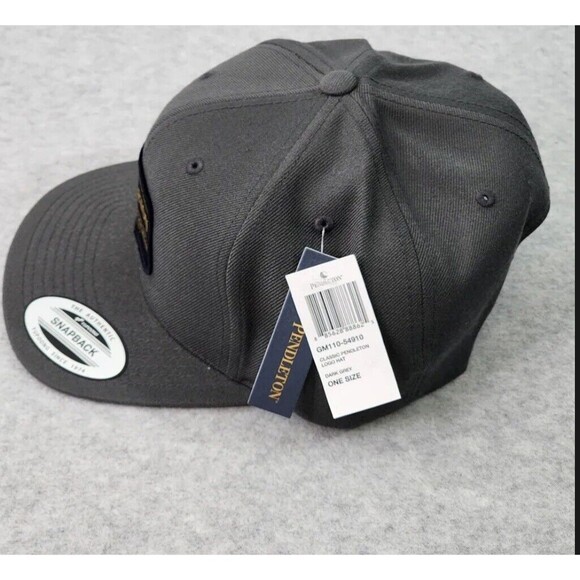 Pendleton Classic Yupoong Hat One Size Gray Snapback Blue Patch Wool Blend Cap - Picture 4 of 10